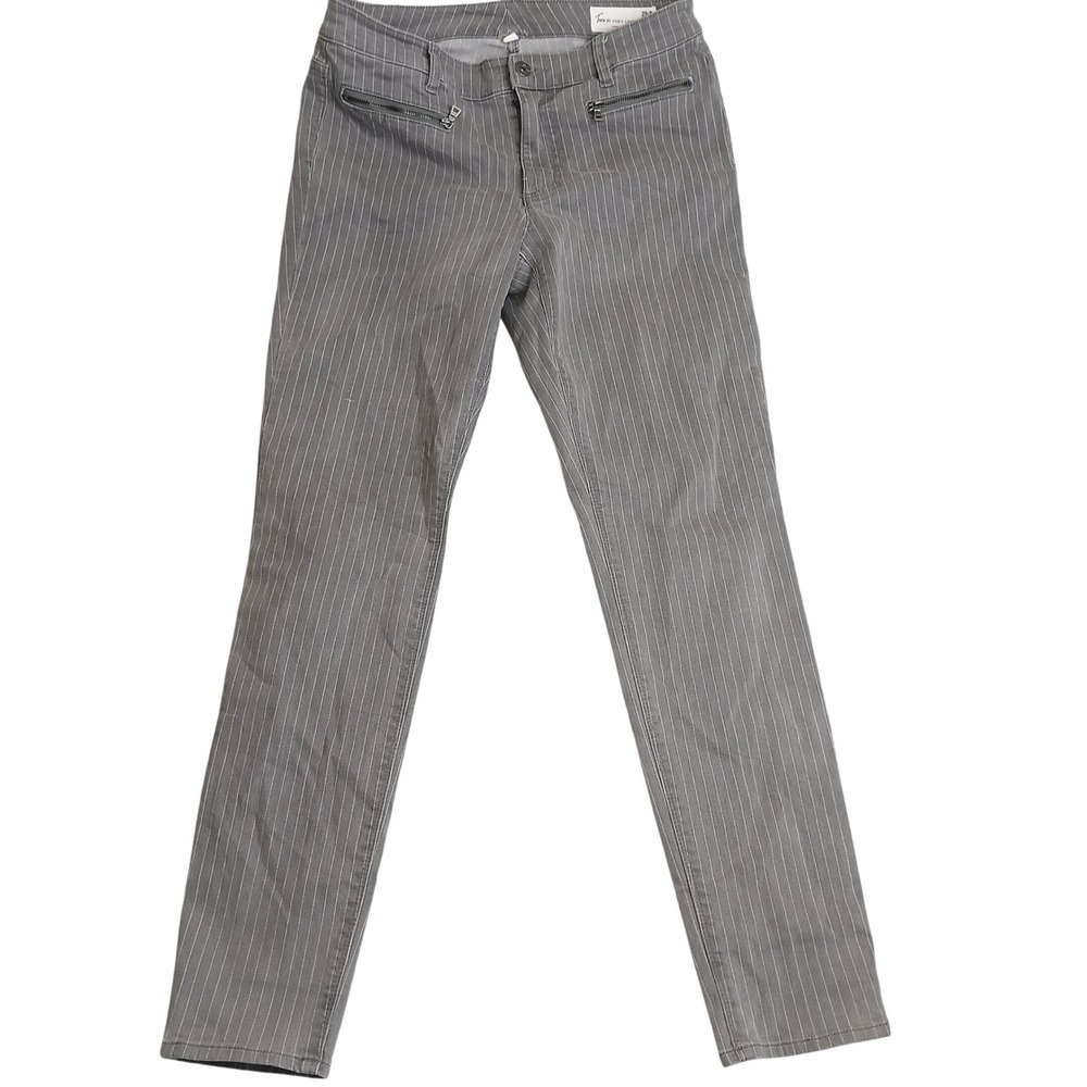 Two by Vince Camuto Pants Womens 29/8 Grey Pinstripe Excellent Slim Zip Detail